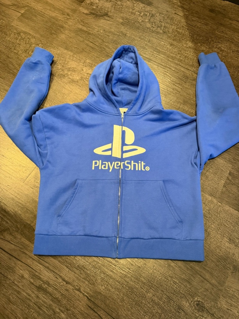 Blue Zip-Up Gaming Logo Hoodie - North Star